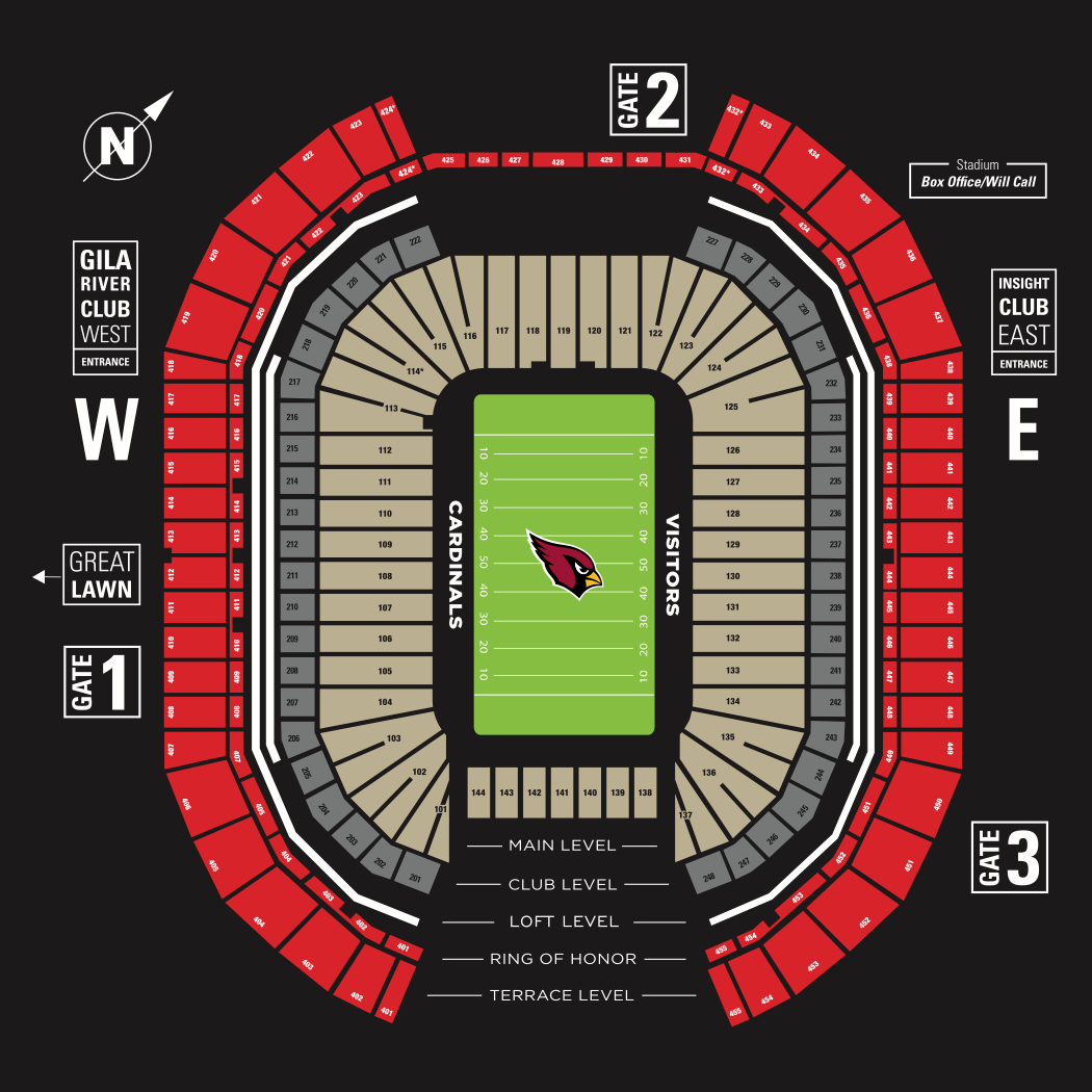 Arizona Cardinals Seating Chart and Gate Map